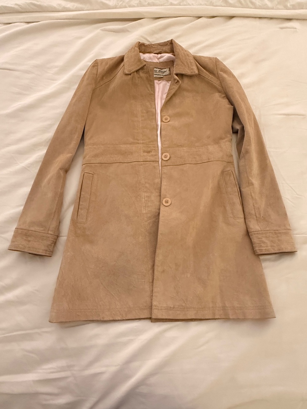 Women’s Tan Suede Button-Front Coat